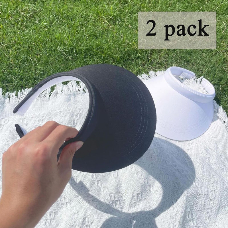Beevarn Store 2 Pack Sun Visors Women Wide Brim Clip on Summer Hats Adjustable UV Protection - Image 5